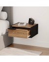 Comodino sospeso Eco con cassetto 40 cm nero e rovere oud con maniglia reversibile