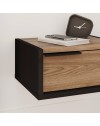 Comodino sospeso Eco con cassetto 40 cm nero e rovere oud con maniglia reversibile