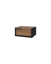 Comodino sospeso Eco con cassetto 40 cm nero e rovere oud con maniglia reversibile