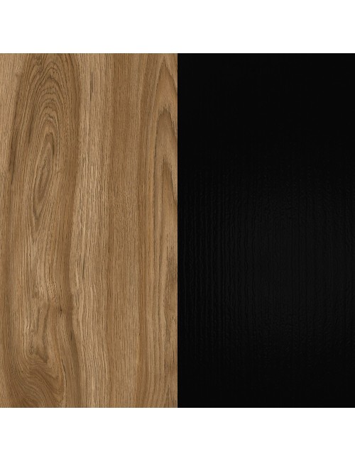 Comodino sospeso Eco con cassetto 40 cm nero e rovere oud con maniglia reversibile