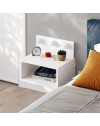Comodino sospeso bianco Treo con luci LED integrate vano a giorno