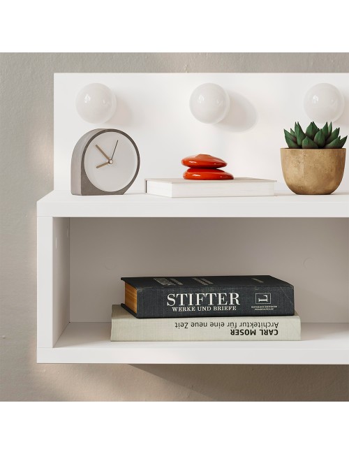 Comodino sospeso bianco Treo con luci LED integrate vano a giorno