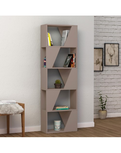 Libreria 5 ripiani Frame 54x168 colore tortora