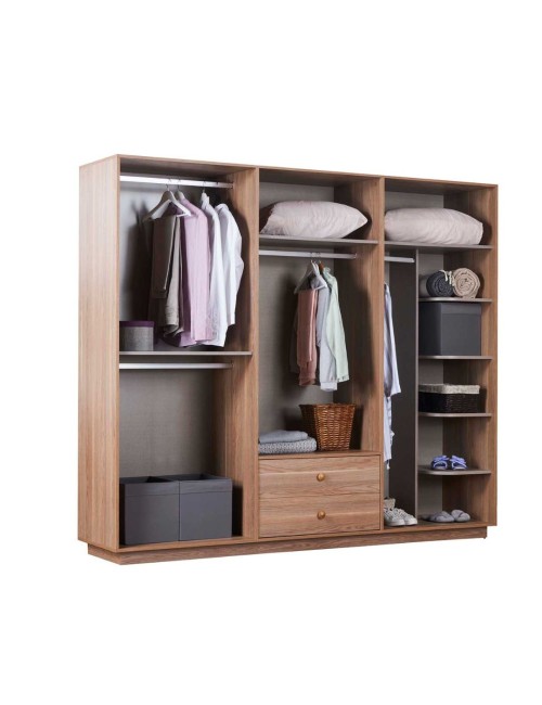 Camera da letto Natura colore rovere miele effetto vimini e armadio a specchio