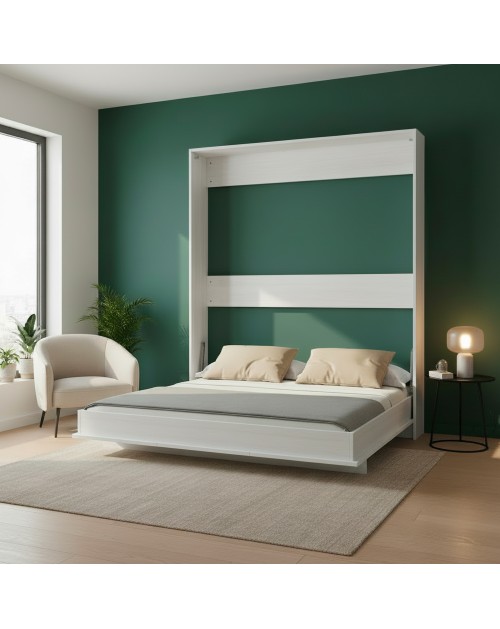 Letto matrimoniale a scomparsa salvaspazio Primer bianco 164x38x221H