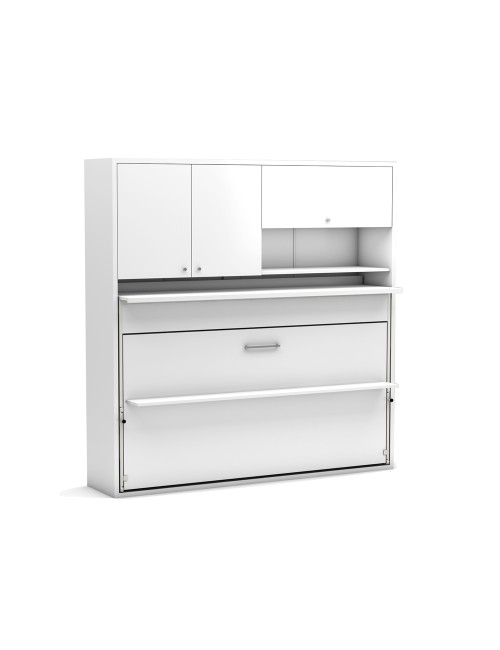 Letto a scomparsa salvaspazio singolo con scrivania estraibile Nitro bianco 207x35x208H