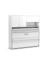 Letto a scomparsa salvaspazio singolo con scrivania estraibile Nitro bianco 207x35x208H