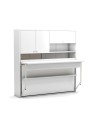 Letto a scomparsa salvaspazio singolo con scrivania estraibile Nitro bianco 207x35x208H