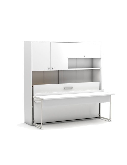 Letto a scomparsa salvaspazio singolo con scrivania estraibile Nitro bianco 207x35x208H