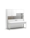 Letto a scomparsa salvaspazio singolo con scrivania estraibile Nitro bianco 207x35x208H