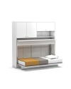 Letto a scomparsa salvaspazio singolo con scrivania estraibile Nitro bianco 207x35x208H
