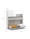 Letto a scomparsa salvaspazio singolo con scrivania estraibile Nitro bianco 207x35x208H