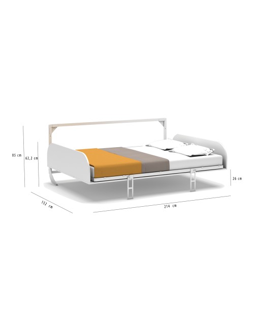 Letto matrimoniale a scomparsa salvaspazio Simple bianco 214x38x148H