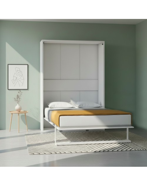 Letto matrimoniale a scomparsa Loft bianco 152x44x208H - rete in legno