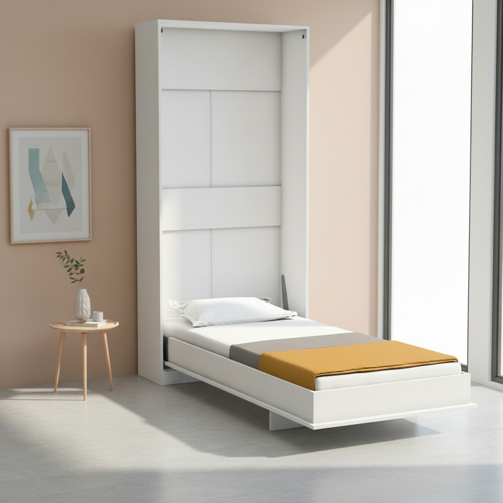 Letto singolo a scomparsa salvaspazio Happy bianco 104x38x221H