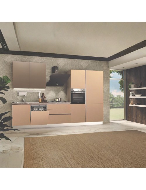 Cucina Completa Lily Destra 348 cm – Eleganza Moderna e Funzionalità con Elettrodomestici Inclusi