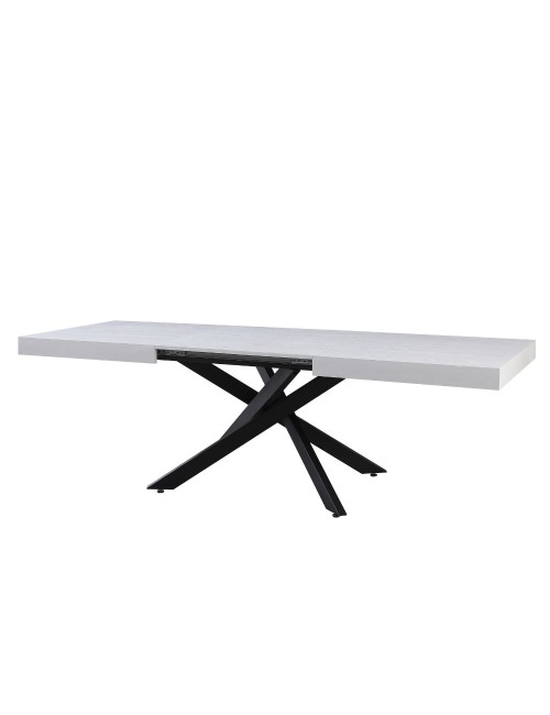 Tavolo rettangolare Allungabile Belinda piano bianco e base nera
