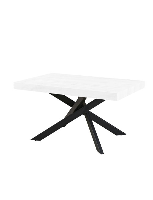 Tavolo rettangolare Allungabile Belinda piano bianco e base nera