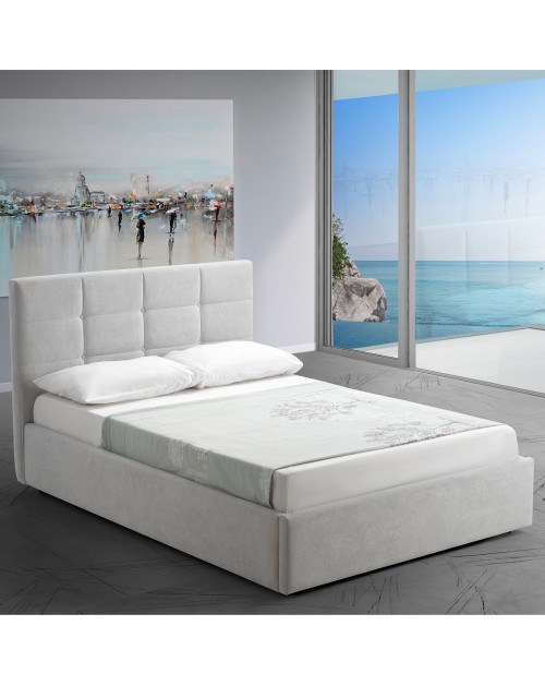 Letto una piazza e mezza con contenitore Napoli tessuto colore grigio