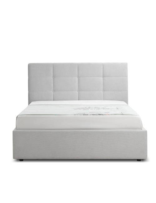 Letto una Piazza e Mezza con Contenitore Napoli Tessuto Colore Grigio