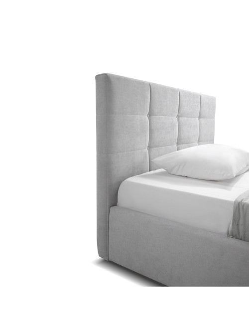 Letto una Piazza e Mezza con Contenitore Napoli Tessuto Colore Grigio