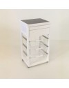 Carrello Dolly in Faggio Massello Bianco con Cesti Trasparenti – Luminosità e Funzionalità per Ogni Ambiente