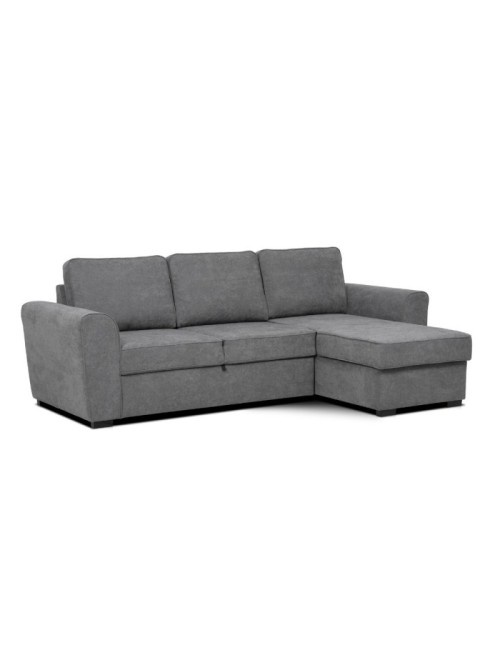 Divano letto penisola Reversibile Aston con contenitore in tessuto grigio 251.5x159.5x86H