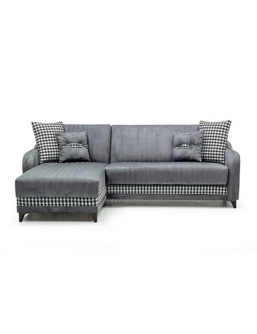 Divano con Penisola Contenitore Reversibile 246x138x92 H Laos Grigio