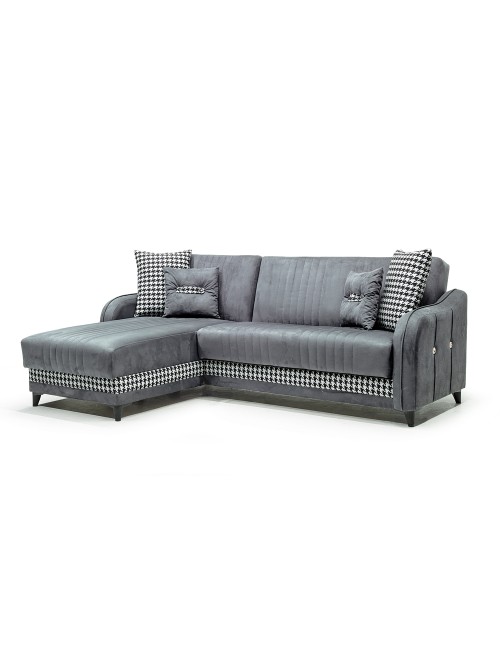 Divano con Penisola Contenitore Reversibile 246x138x92 H Laos Grigio
