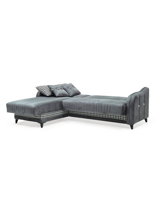 Divano con Penisola Contenitore Reversibile 246x138x92 H Laos Grigio
