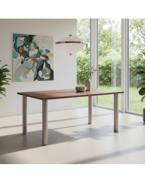 Tavolo rettangolare Manila 160x80 cm colore cacao gambe tonde alluminio