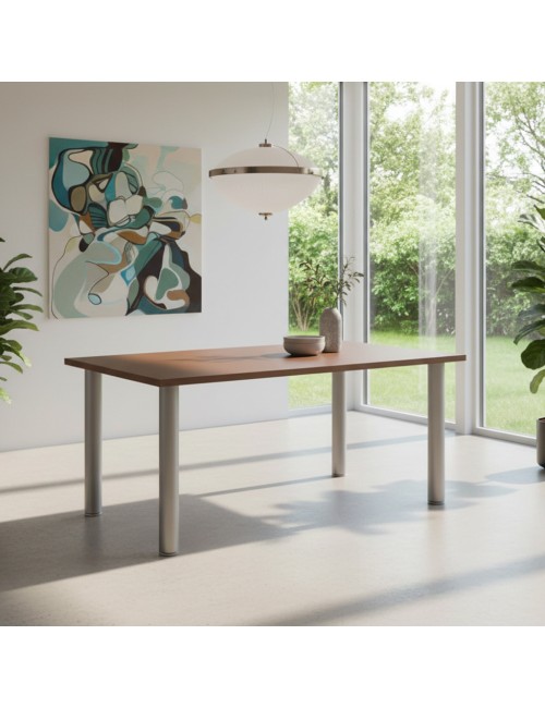 Tavolo Rettangolare Manila 160x80 cm Cacao Gambe Tonde Alluminio