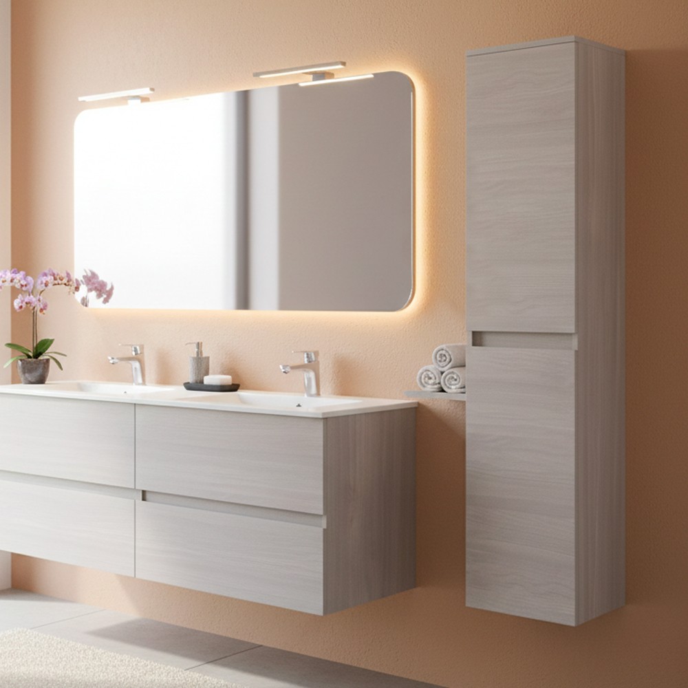 Colonna pensile bagno Trasimeno 31,4x31,5x136 colore rovere grigio
