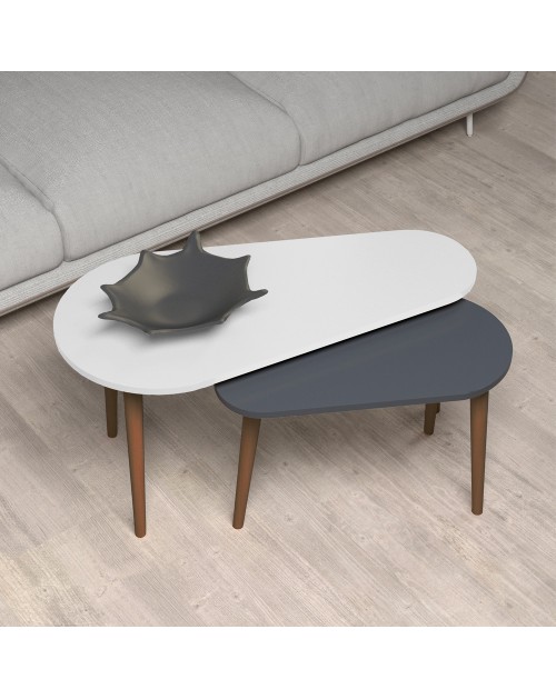 Set tavolini da salotto antracite bianco Pear