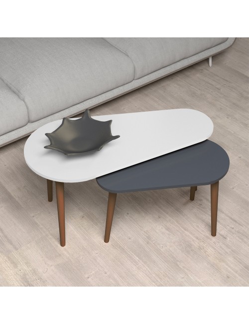 Set tavolini da salotto antracite bianco Pear