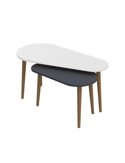Set tavolini da salotto antracite bianco Pear