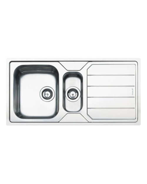 Lavello incasso 2 vasche e gocciolatoio reversibile 100x50 Smeg LFB112 inox spazzolato