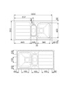 Lavello incasso 2 vasche e gocciolatoio reversibile 100x50 Smeg LFB112 inox spazzolato