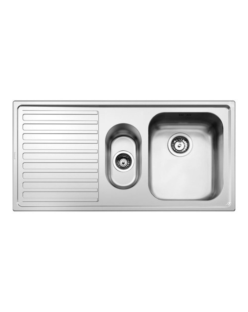 Lavello incasso semifilo 2 vasche e gocciolatoio sinistro 100x50 Smeg LL102S2 inox spazzolato
