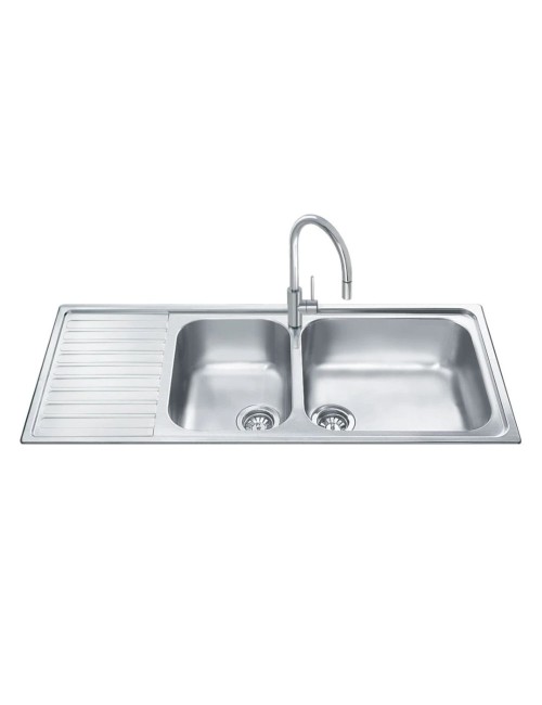 Lavello Incasso Semifilo 2 Vasche e Gocciolatoio Sinistro 116x50 Smeg