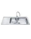 Lavello incasso semifilo 2 vasche e gocciolatoio sinistro 116x50 Smeg LGM116S inox