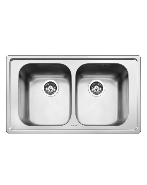 Lavello incasso 2 vasche 86x50 Smeg LP8622 inox spazzolato