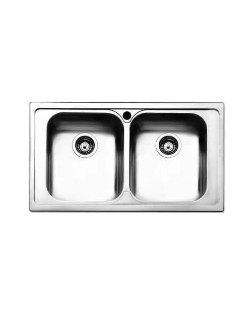 Lavello incasso cucina acciaio 86x50 cm due vasche SAXT322A