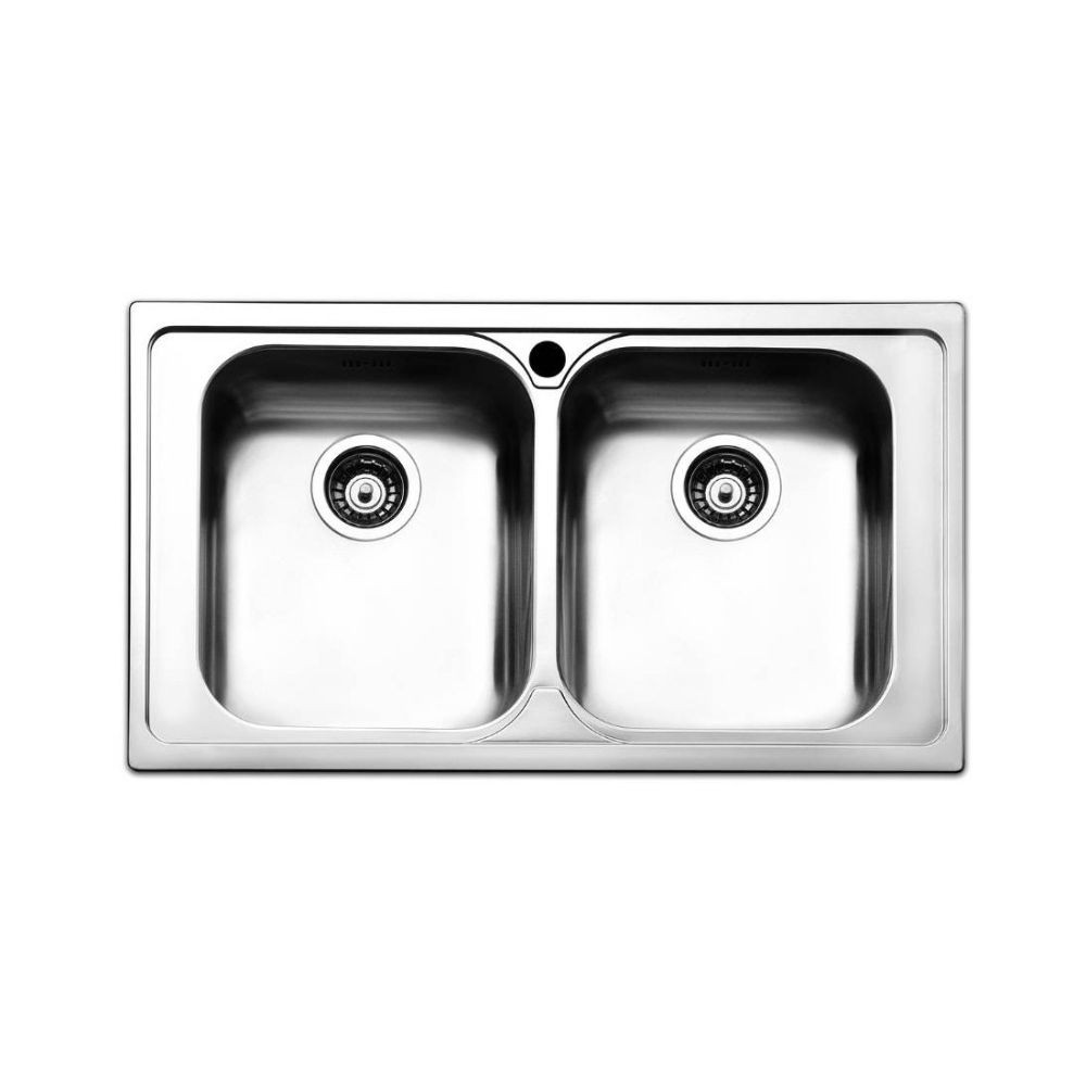 Lavello incasso cucina acciaio 86x50 cm due vasche SAXT322A