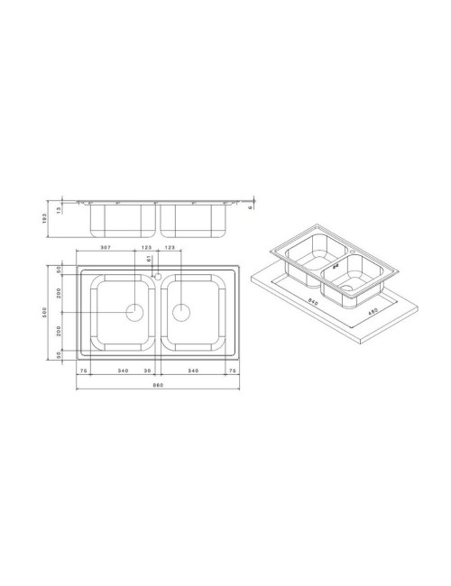 Lavello Incasso Cucina Acciaio 86x50 cm Due Vasche SAXT322A Prezzo