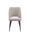 Set 4 Sedia Naila beige con Schienale Trapuntato a Righe Verticali e Gambe in Metallo Nero