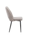 Set 4 Sedia Naila beige con Schienale Trapuntato a Righe Verticali e Gambe in Metallo Nero