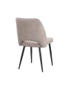 Set 4 Sedia Naila beige con Schienale Trapuntato a Righe Verticali e Gambe in Metallo Nero