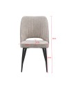 Set 4 Sedia Naila beige con Schienale Trapuntato a Righe Verticali e Gambe in Metallo Nero