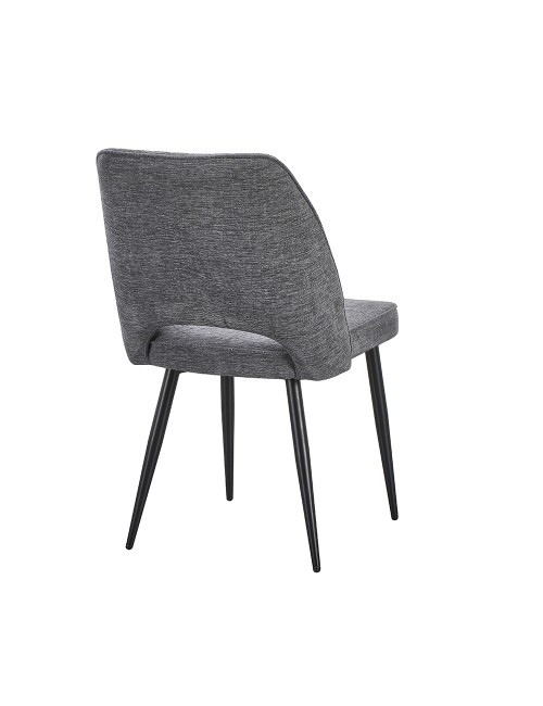 Set 4 Sedia Naila grigio con Schienale Trapuntato a Righe Verticali e Gambe in Metallo Nero